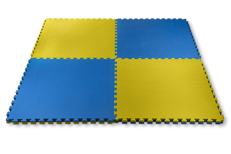 Mata puzzle Eco-Line 100x100x4cm niebiesko - żółta