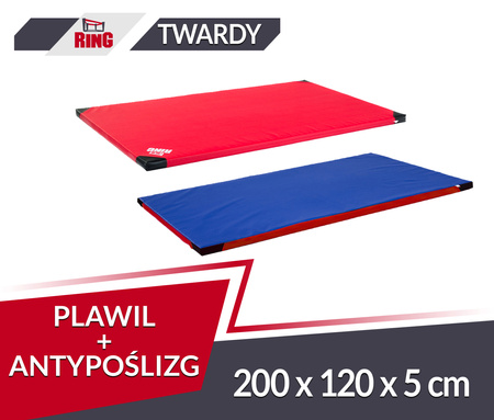 Materac gimnastyczny 200x120x5cm PVC T120 + antypoślizg - Czerwony