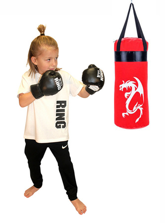 Zestaw dziecięcy worek bokserski 50cm czerwony + rękawice 4KIDS